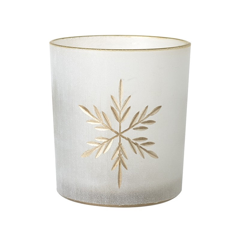 Frosted Glass Gold Snowflake T-Light
