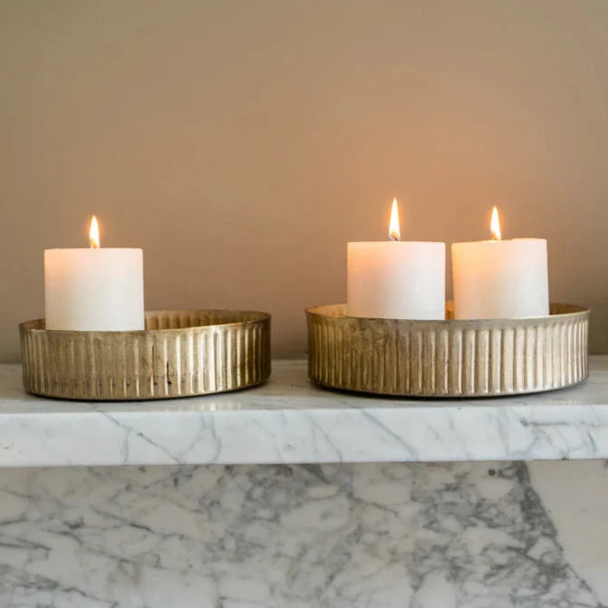 Brass Round Reeded Tray