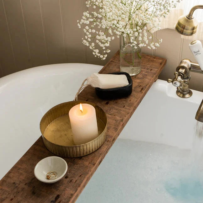 Brass Round Reeded Tray