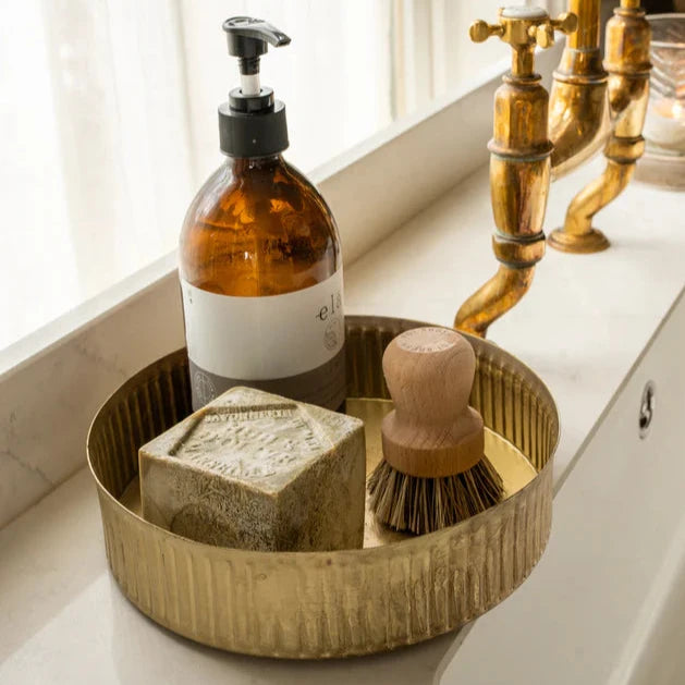 Brass Round Reeded Tray