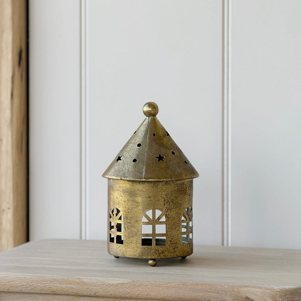 Small Antique Gold Candle House