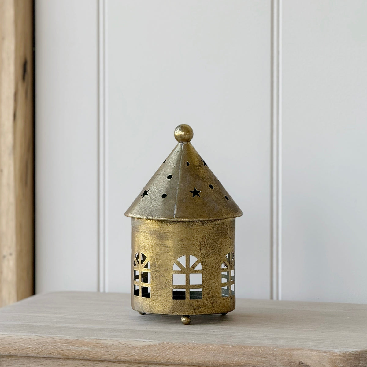 Small Antique Gold Candle House