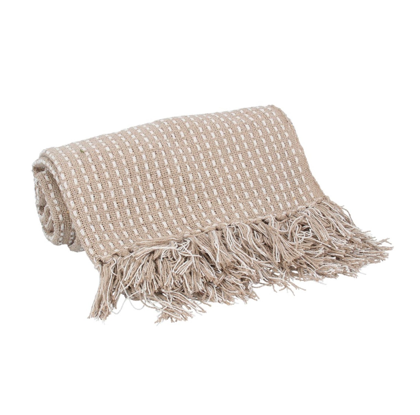 Natural Taupe Woven Throw