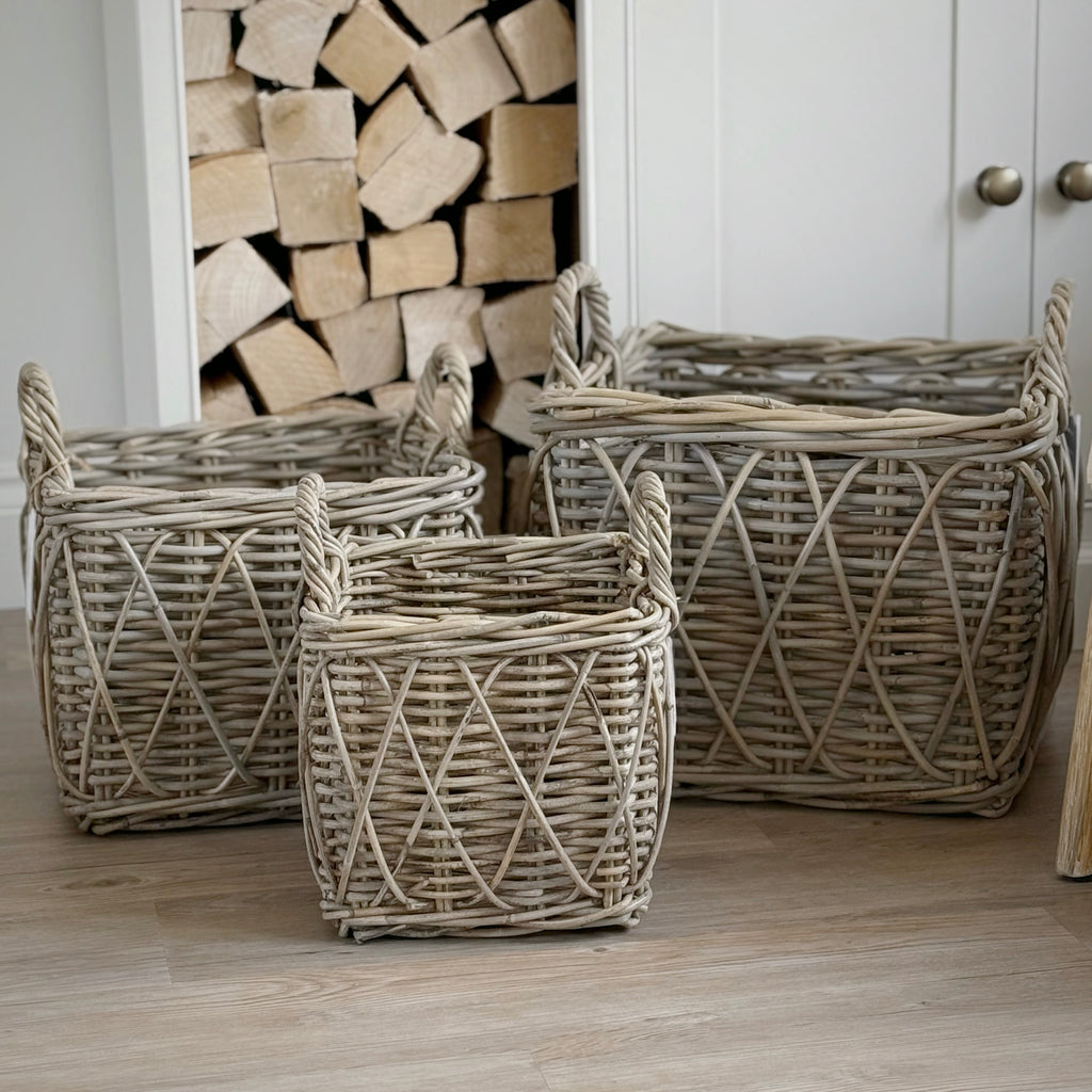 Square Cross Weave Log Basket