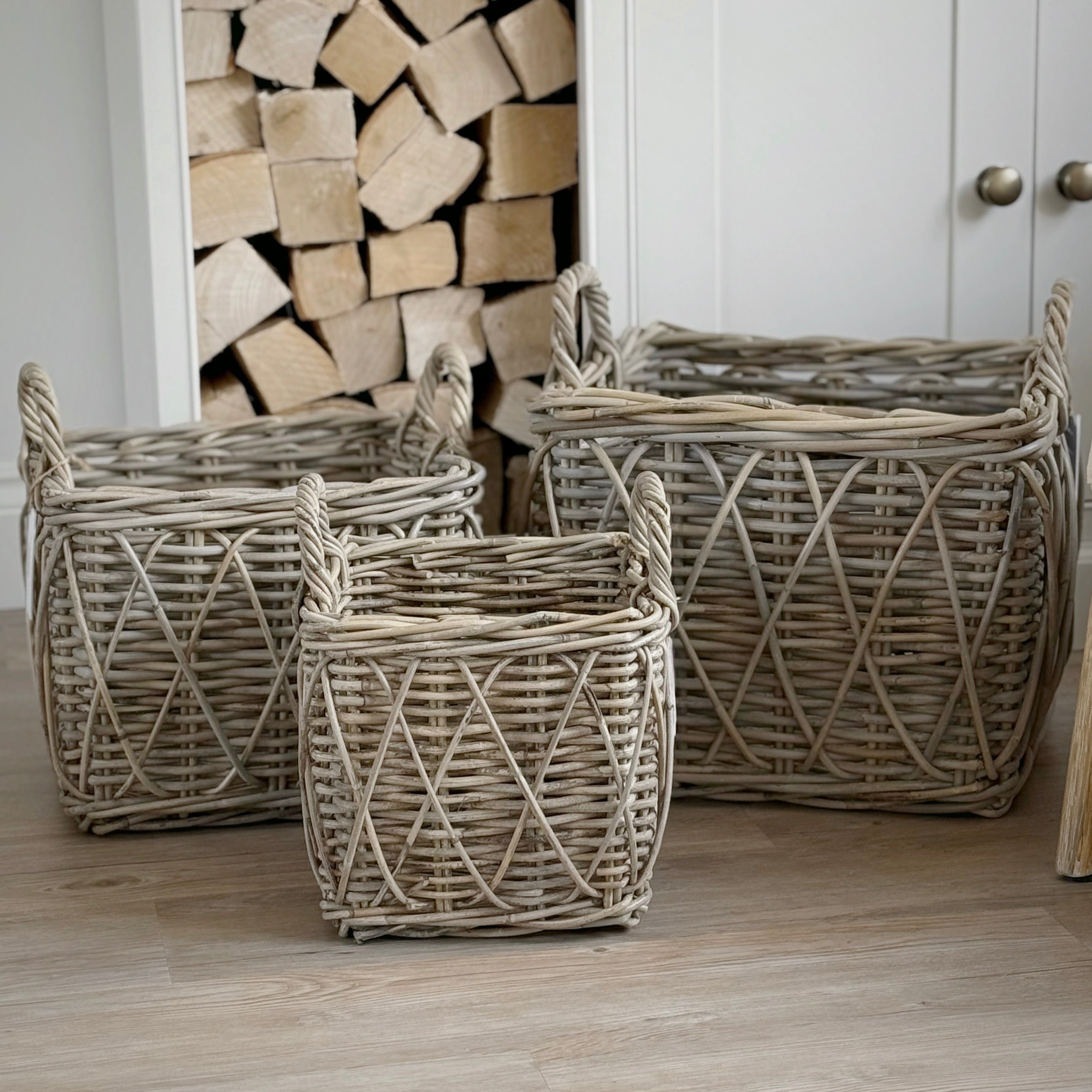Square Cross Weave Log Basket
