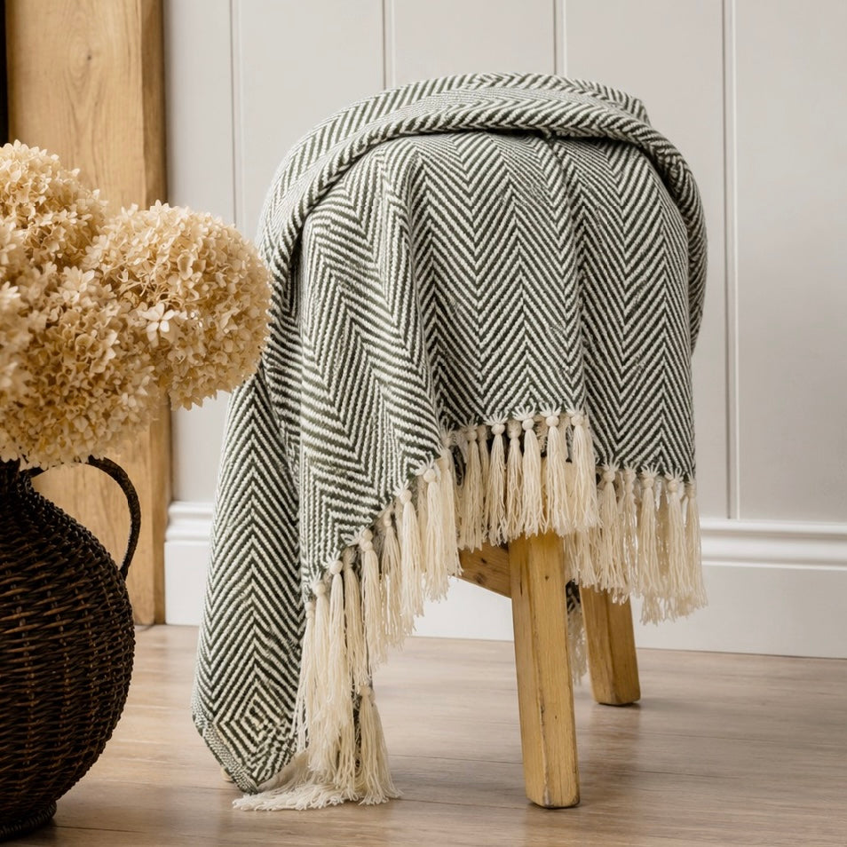 Green Twill Pattern Throw