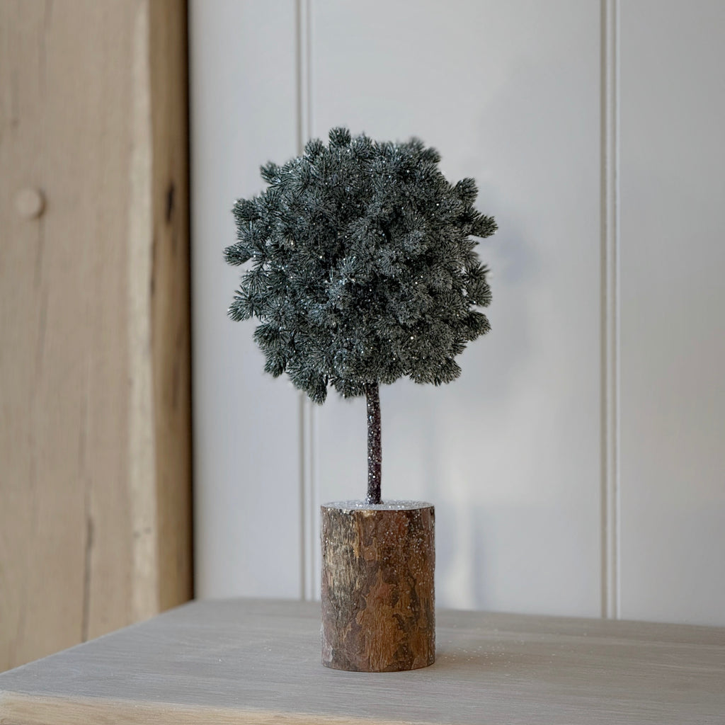 Snowy Tree On Wooden Base