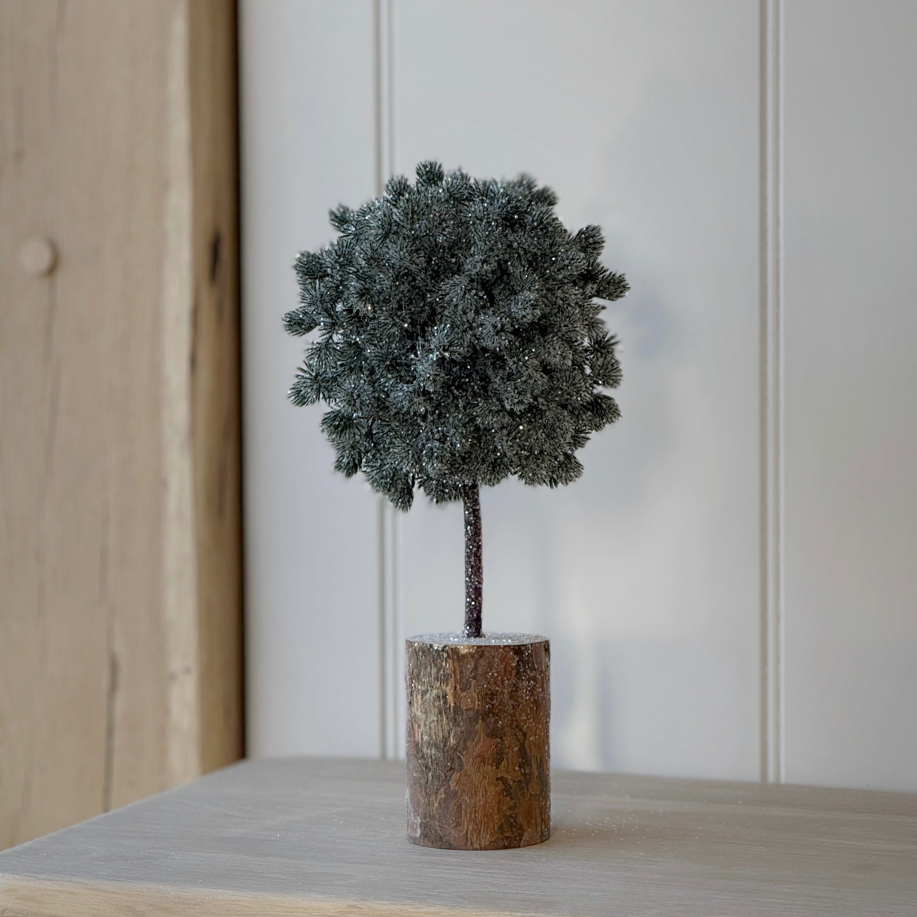 Snowy Tree On Wooden Base