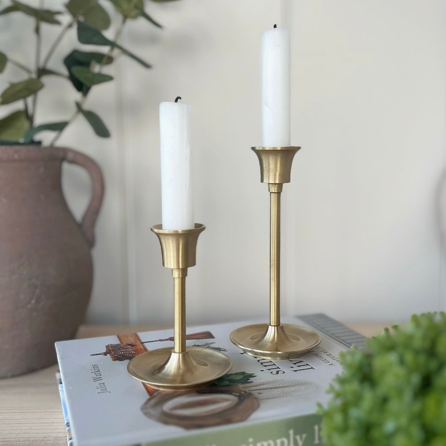 Imperfect Tall Brass Dinner Candle Holder