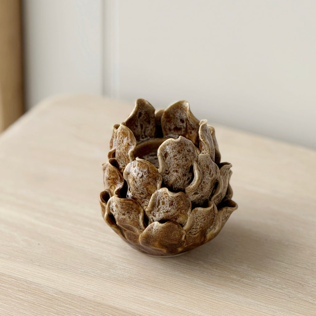 Brown Artichoke Candle Holder