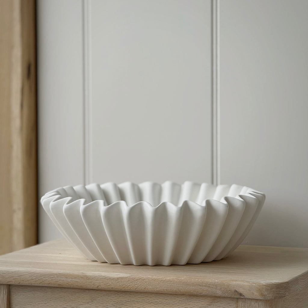 Large Chalk Waved Bowl
