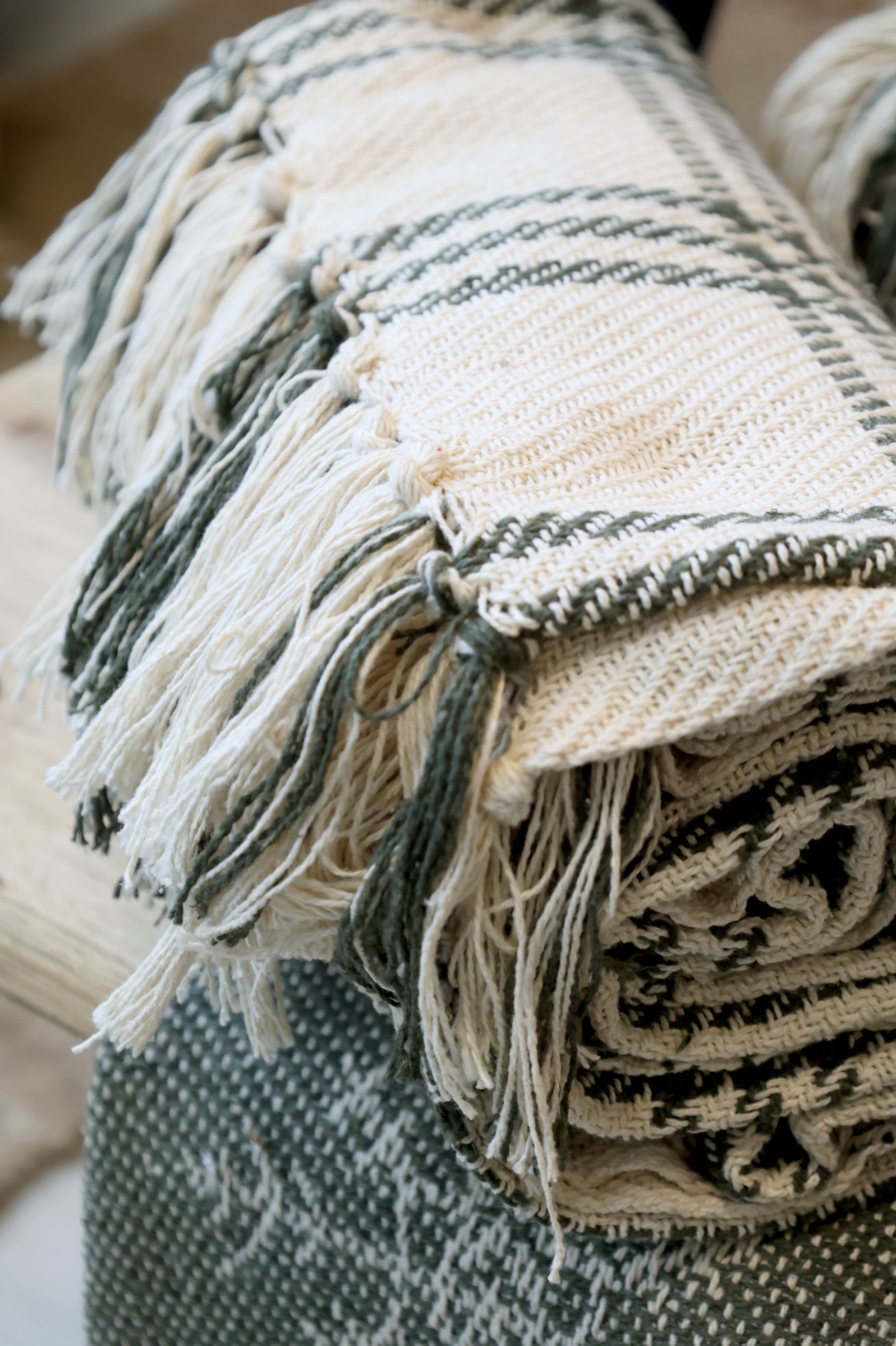 Olive Check Throw