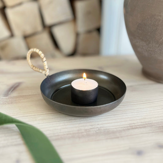 Bronze & Bamboo Candle Holder