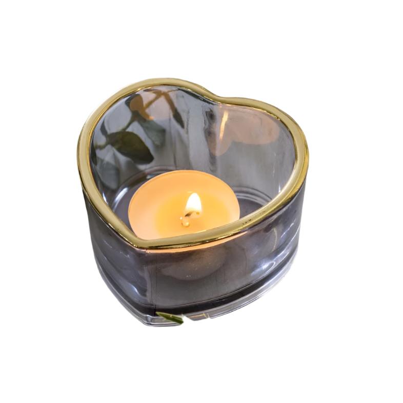 Grey Heart Tea Light Holder