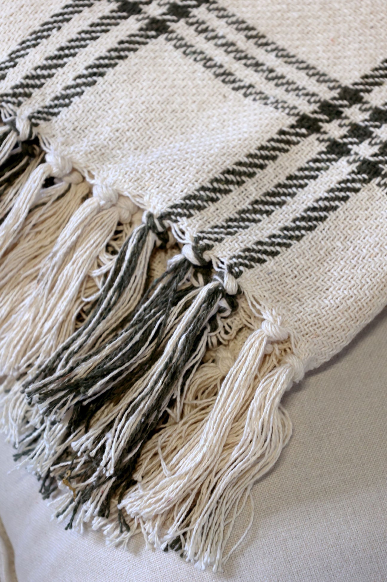 Olive Check Throw