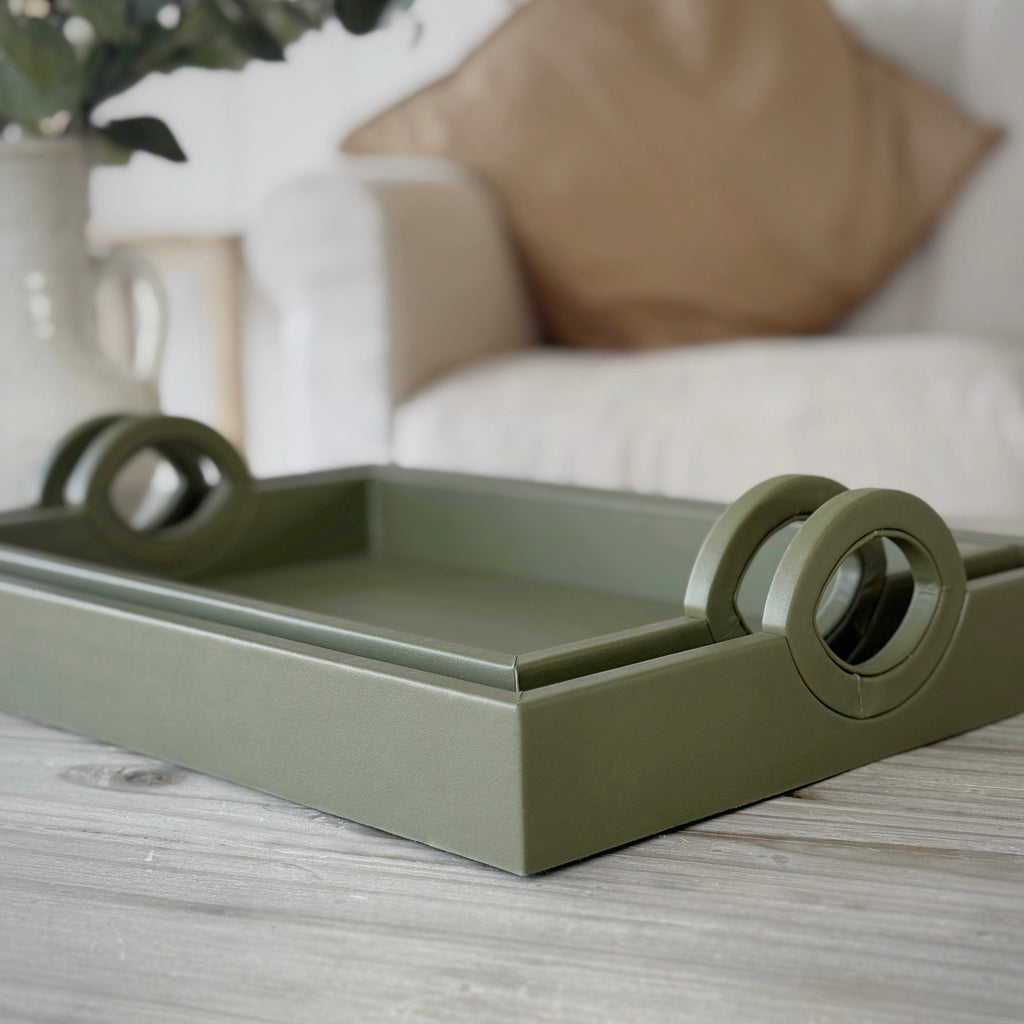 Green Faux Leather Tray