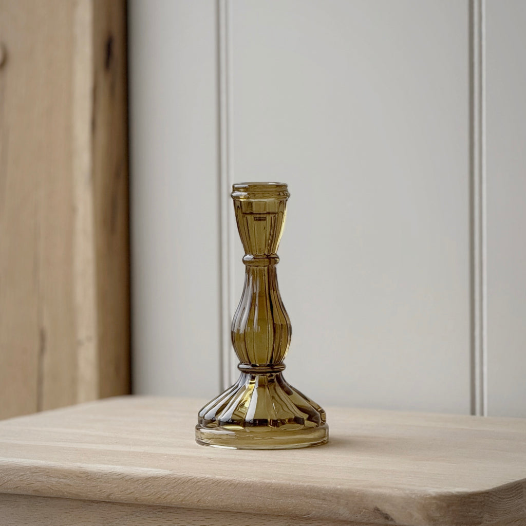 Amber Hourglass Candlesticks
