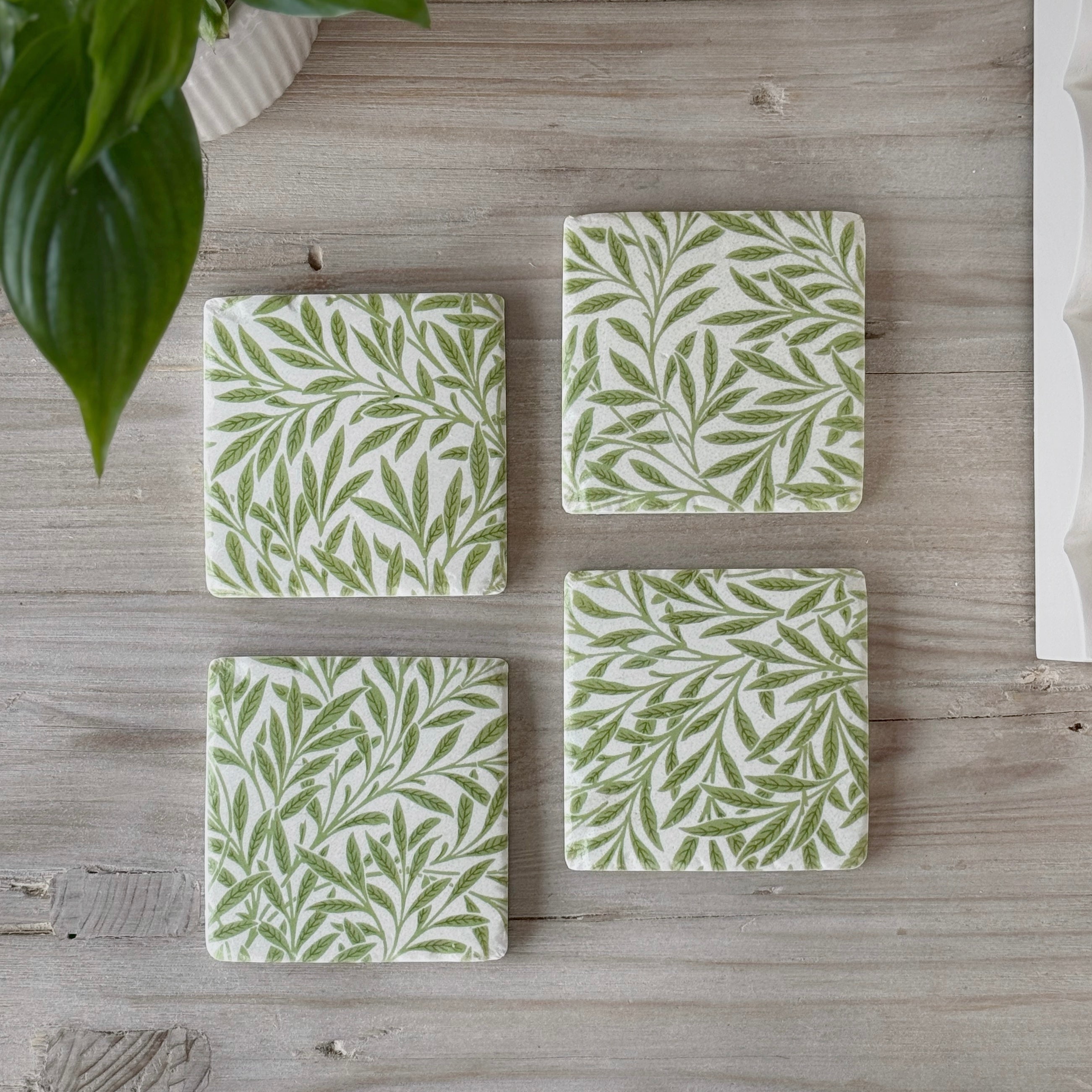 Set Of 4 Green Willow Coasters