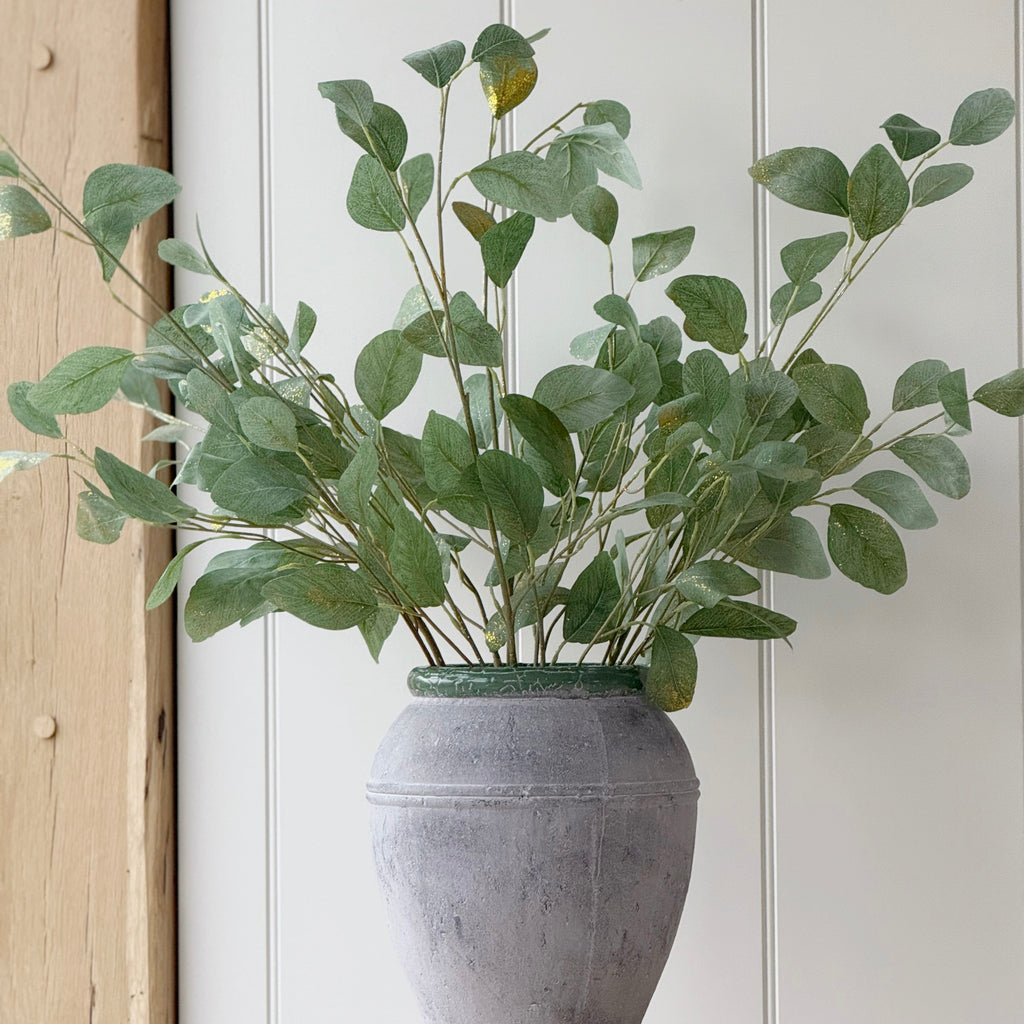 Green Leaf with Gold Glitter