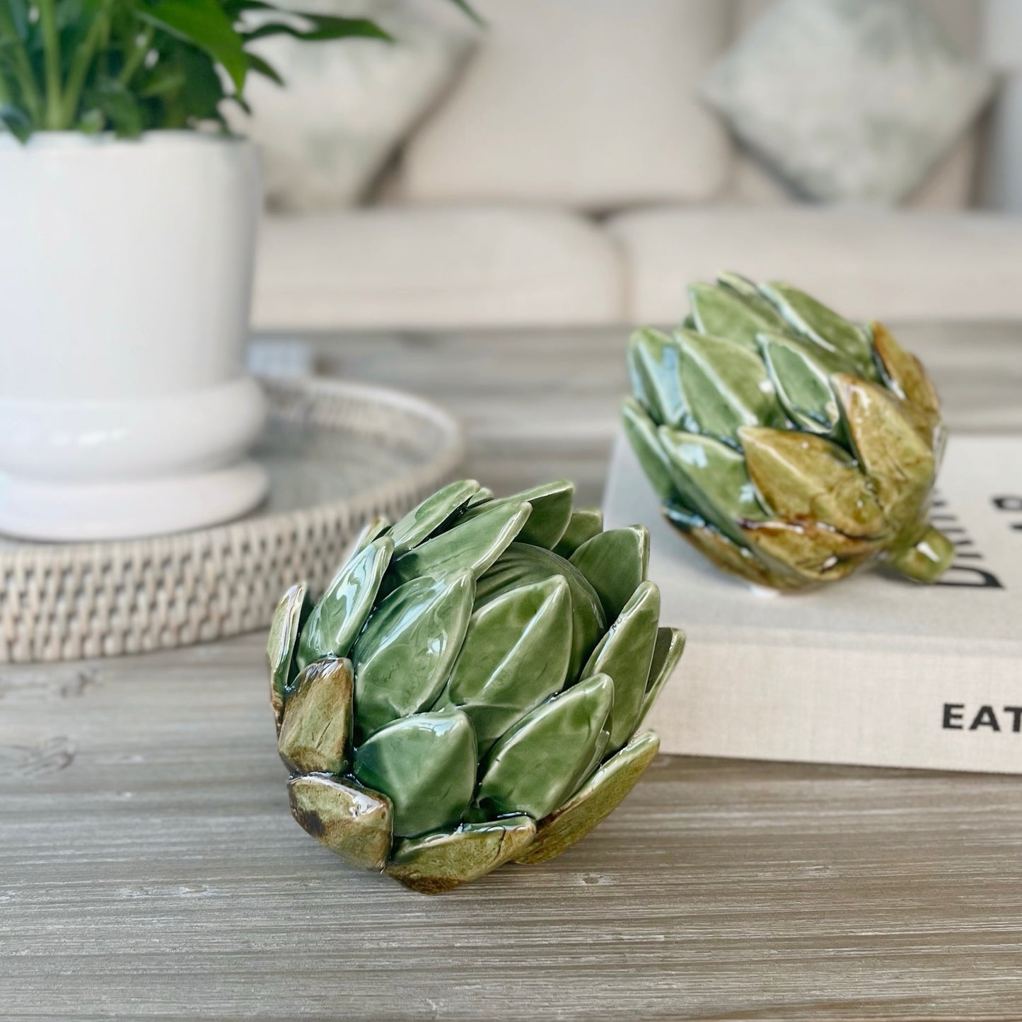 Green Ceramic Artichoke