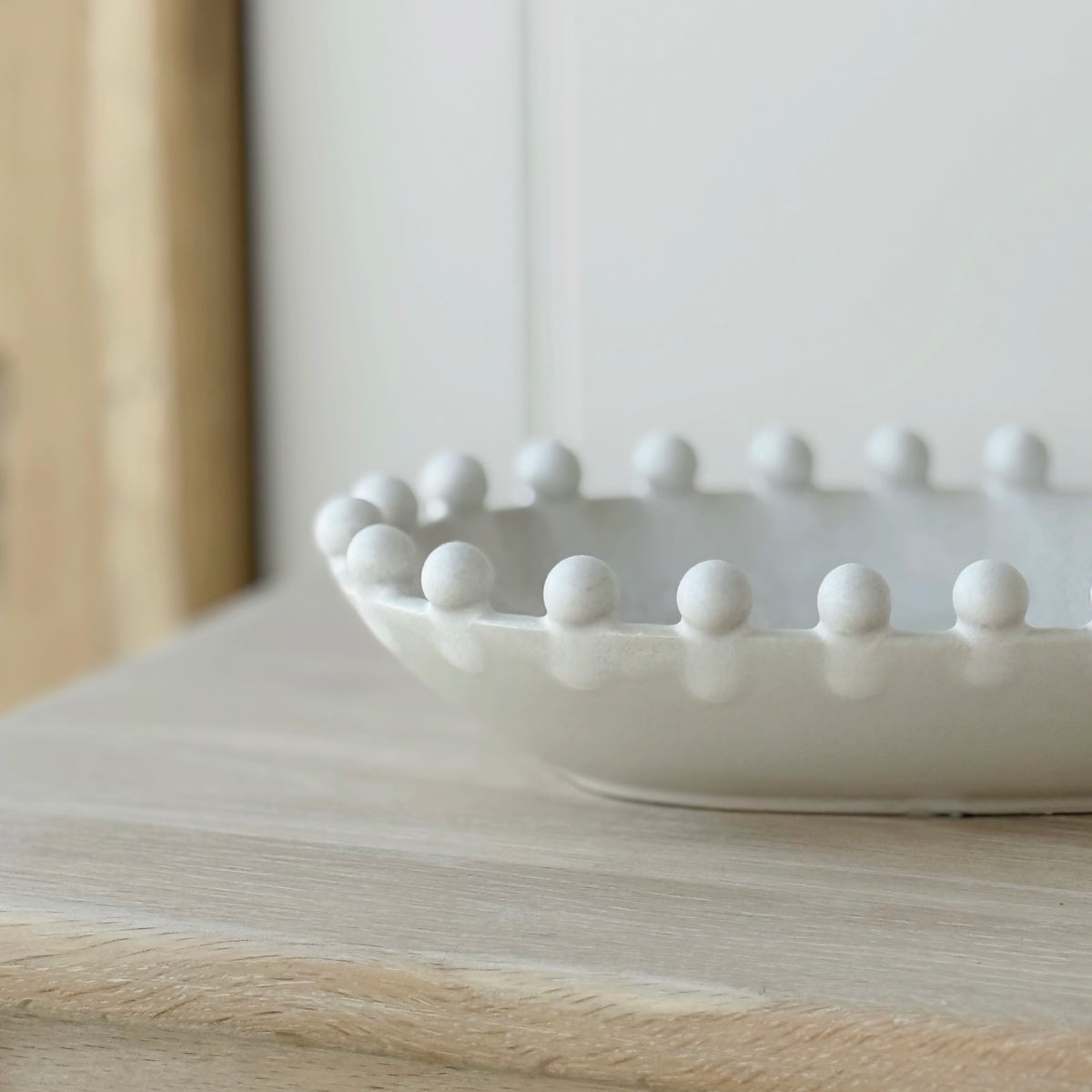 Oval Cream Bobble Bowl