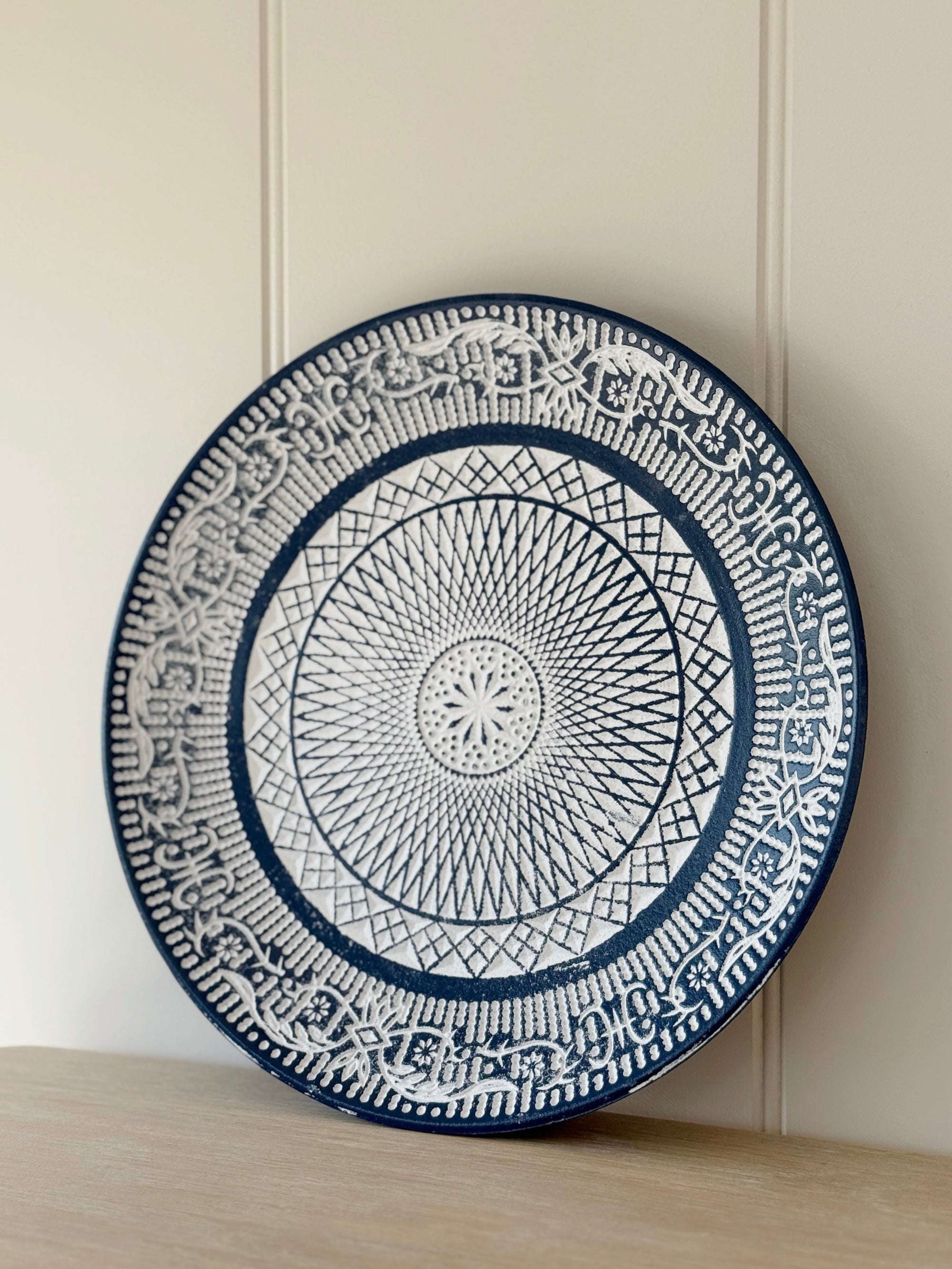 Blue & White Wooden Plate