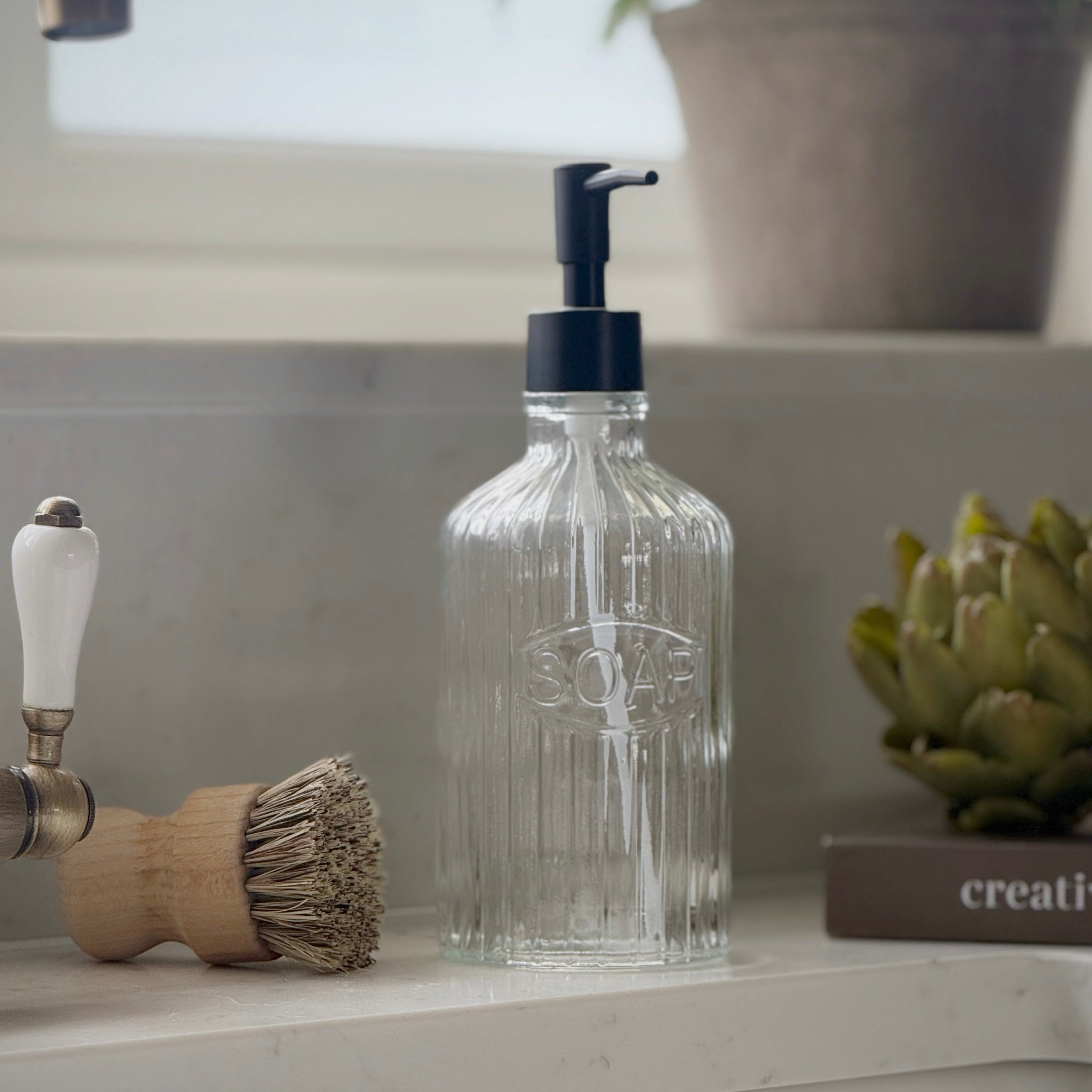 Clear Glass Soap Dispenser