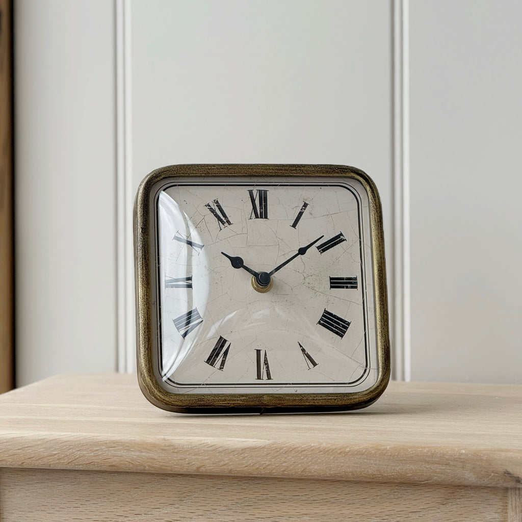 Antiqued Gold Square Clock