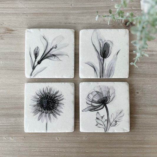 Set of 4 Silk Flower Coasters