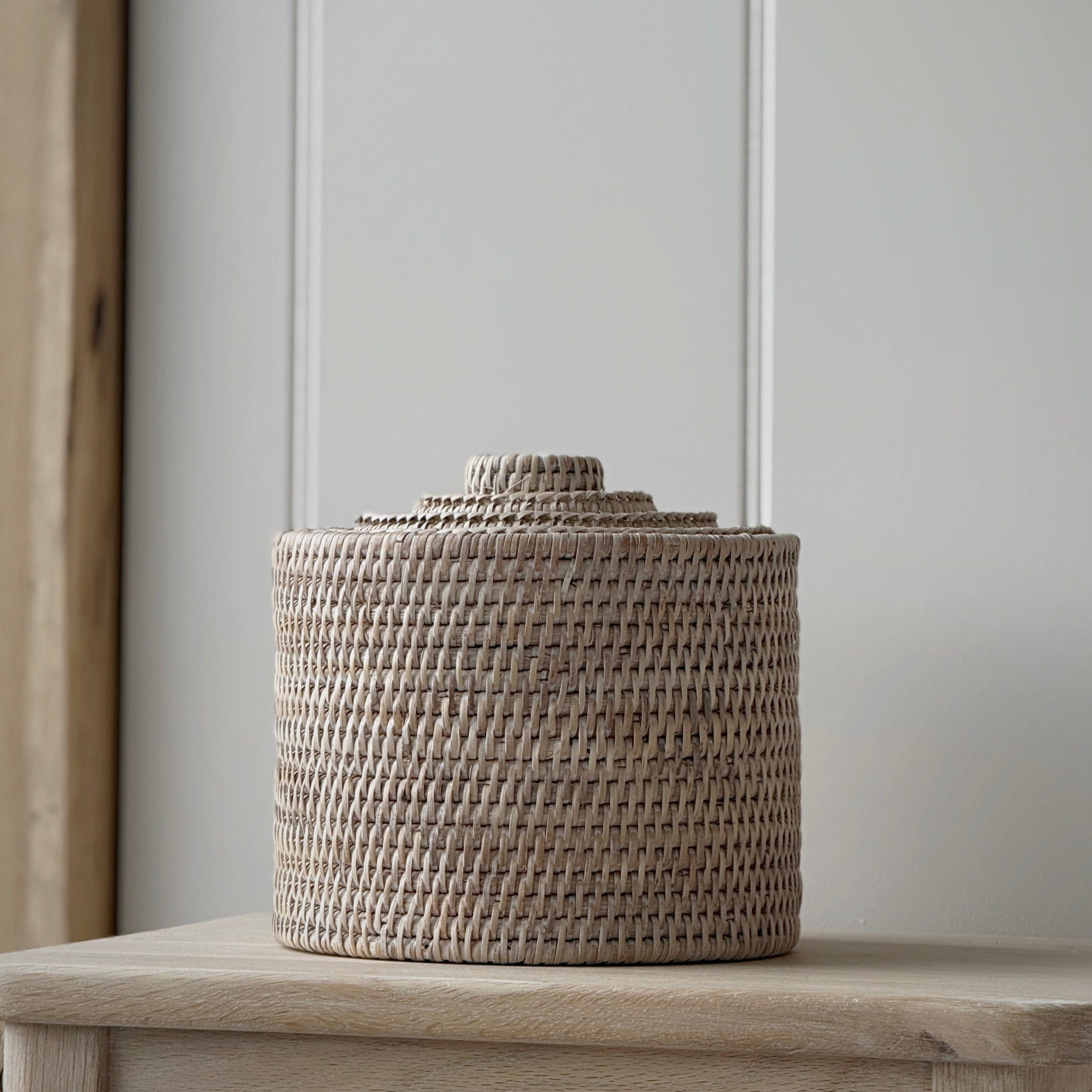 Rattan Round Lidded Basket