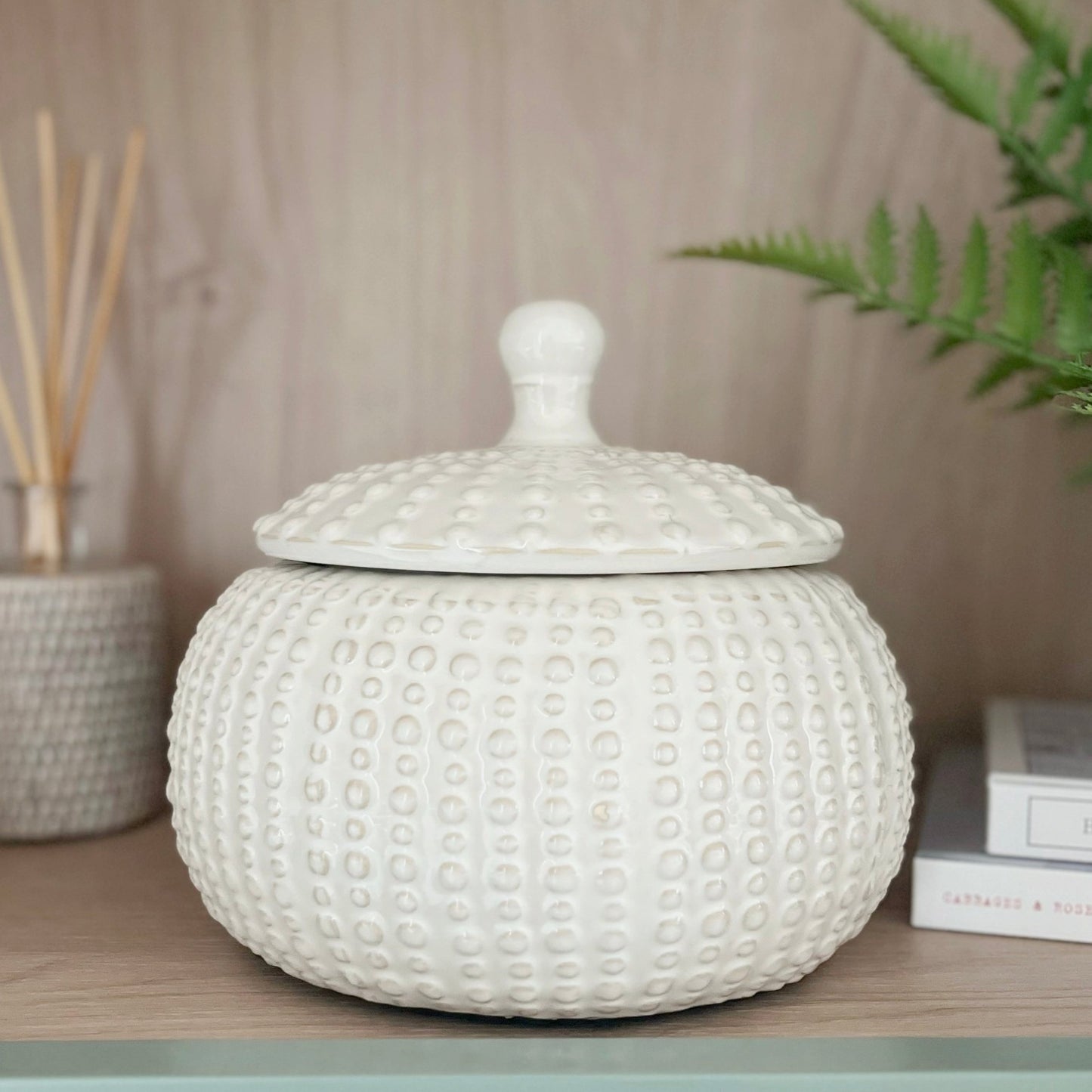 Large White Squat Jar
