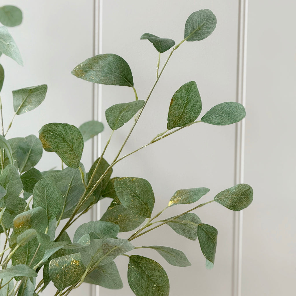 Green Leaf with Gold Glitter