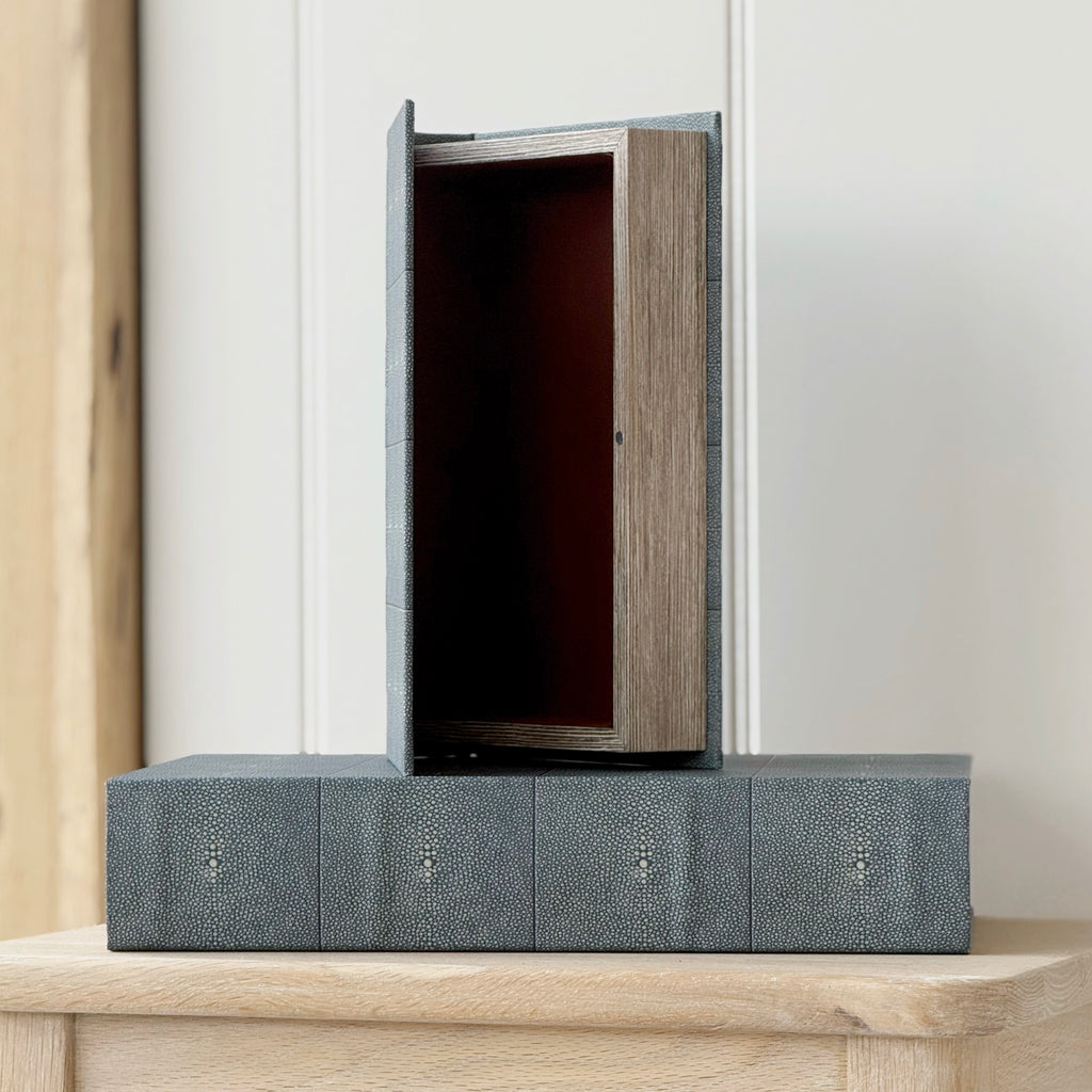Set Of Faux Shagreen Book Box