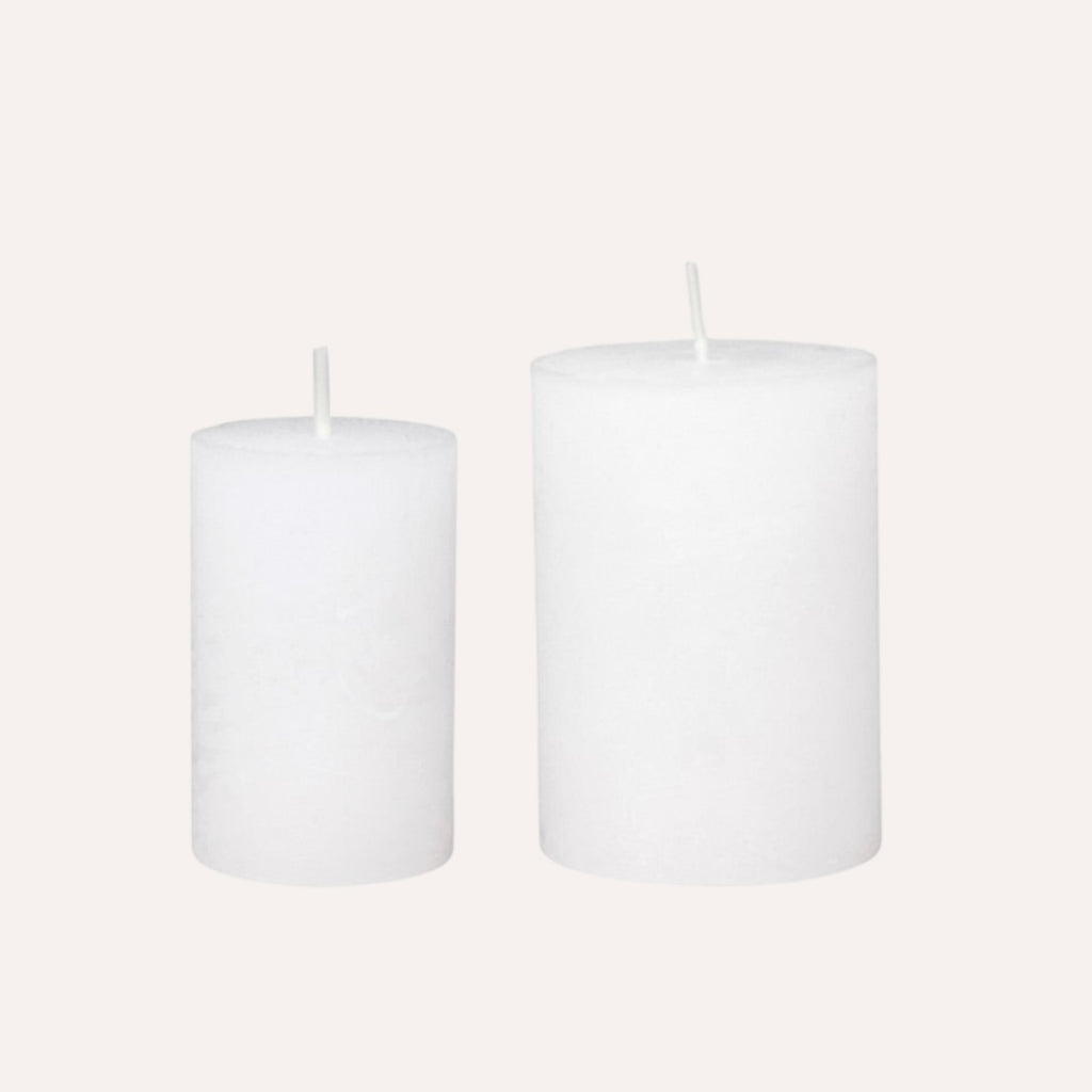 White Rustic Pillar Candle