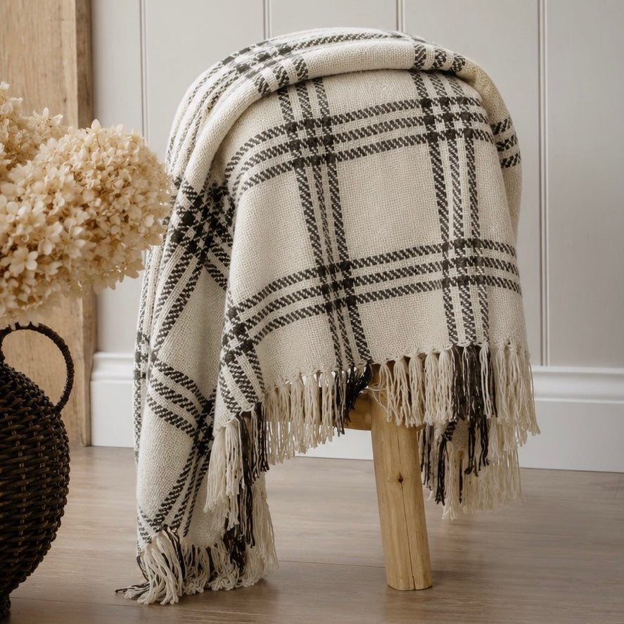 Olive Check Throw