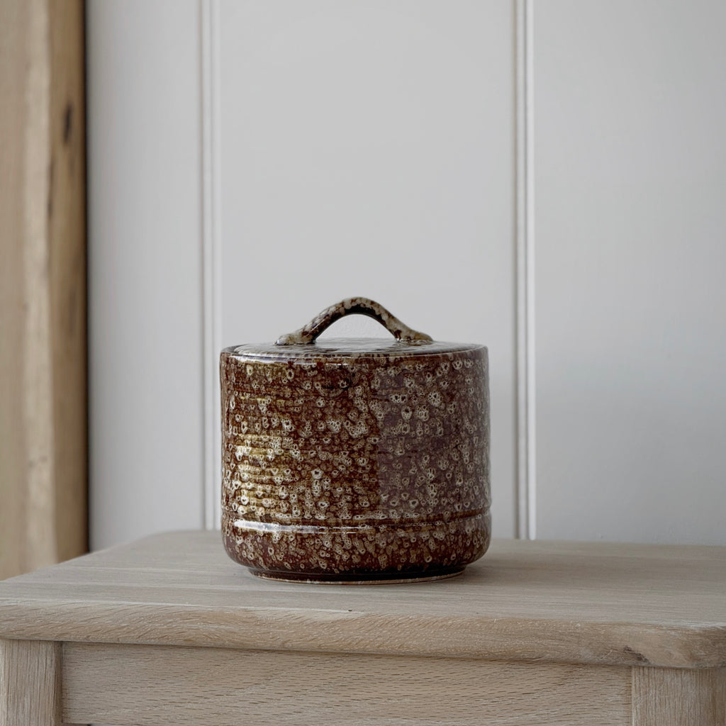 Mottled Brown Lidded Pot
