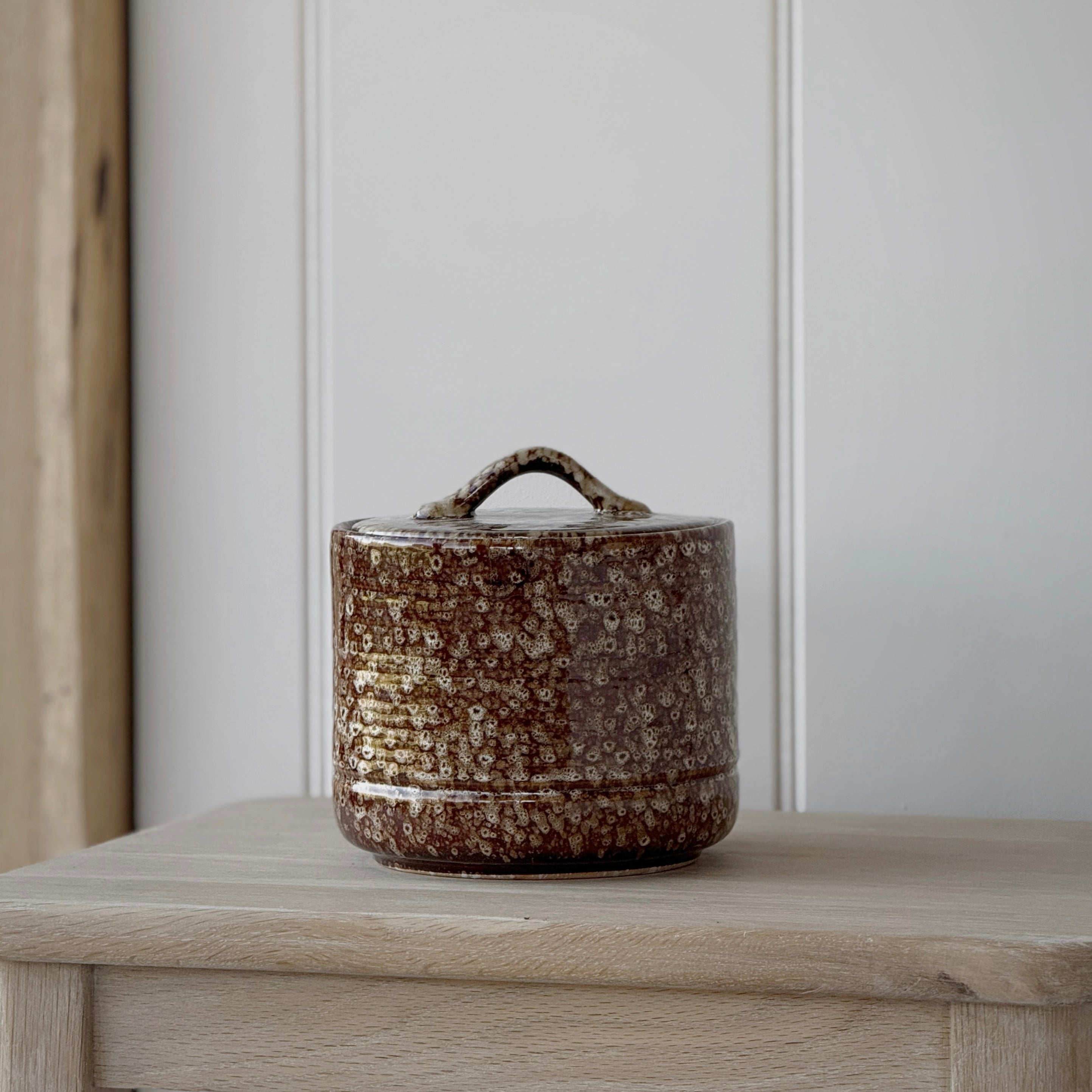 Mottled Brown Lidded Pot