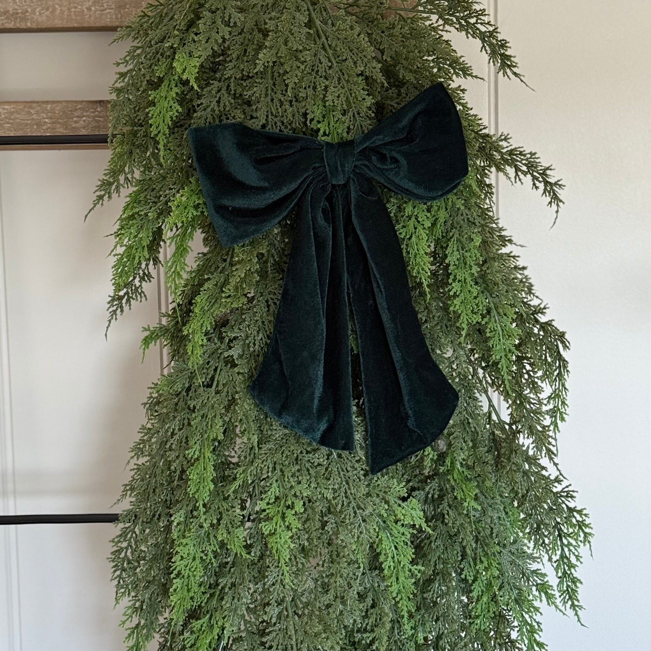 Large Green Velvet Bow With Clip