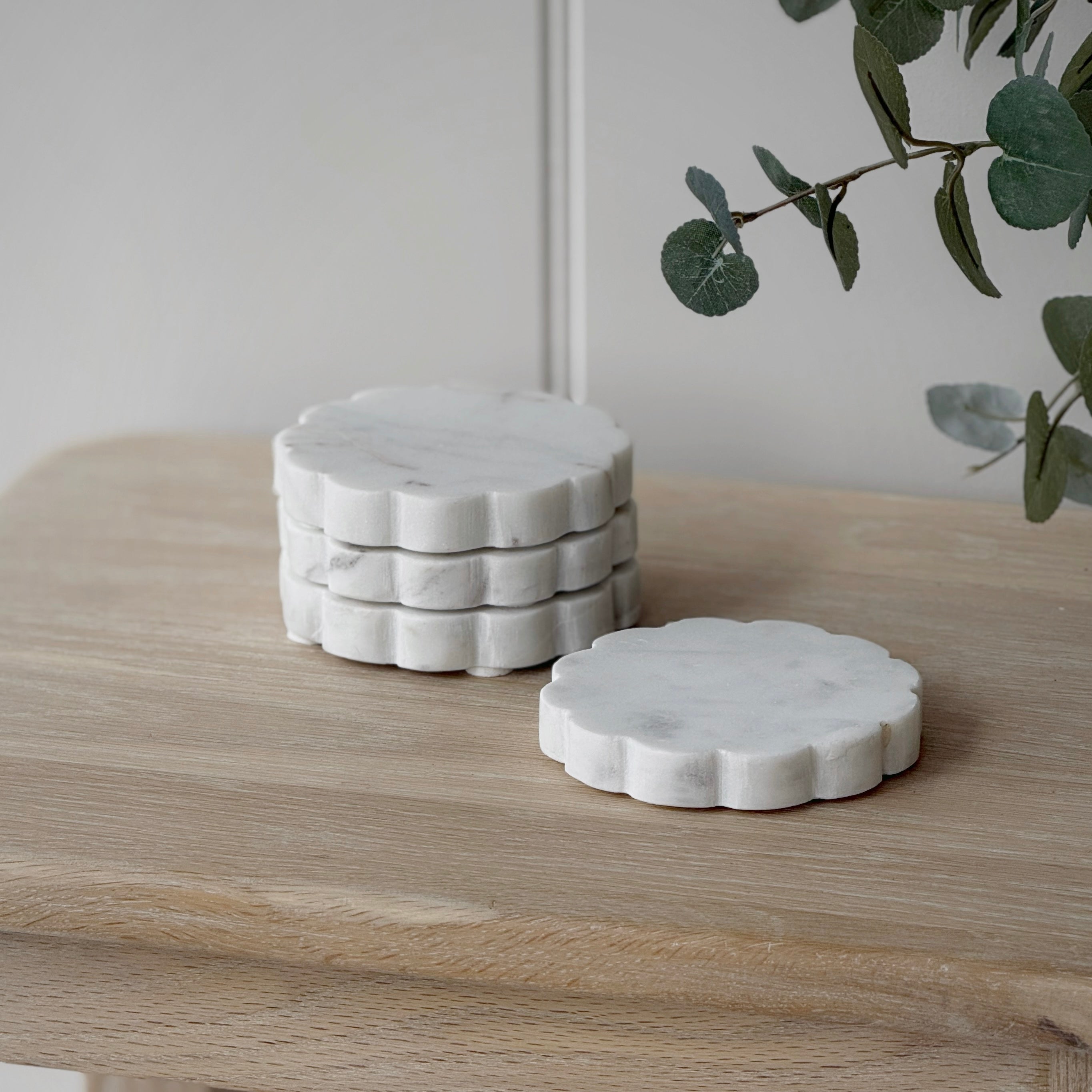 Set Of 4 White Marble Coasters