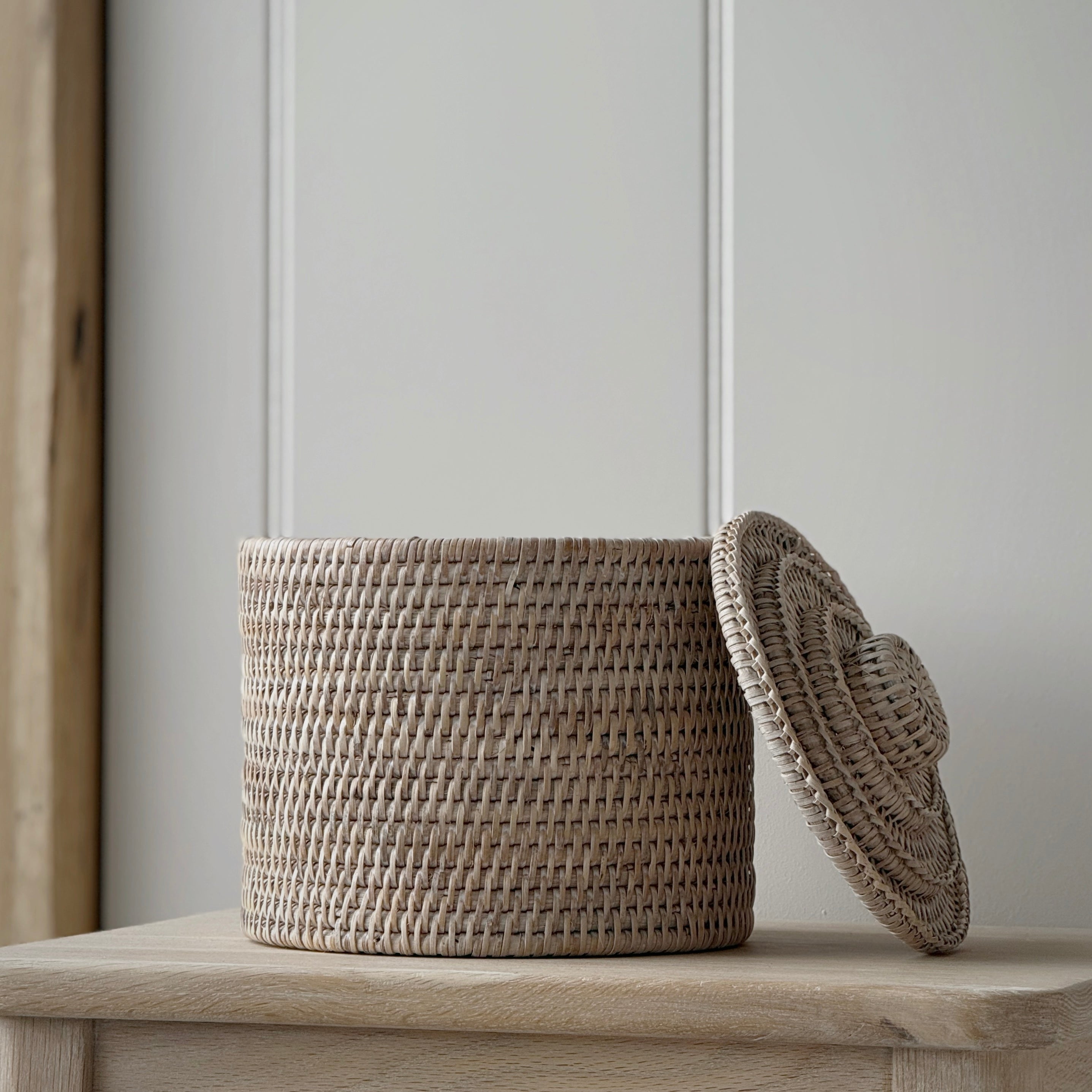 Rattan Round Lidded Basket