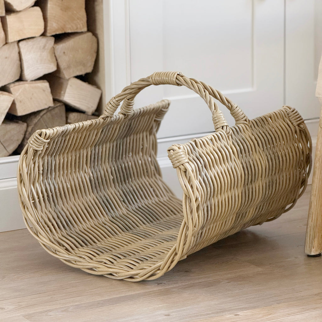 Open Rattan Log Basket