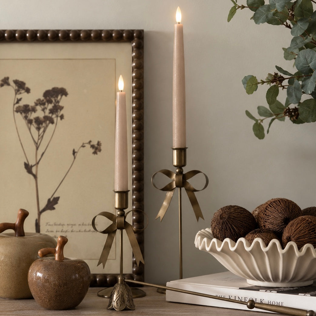 Set of 2 Beige LED Taper Candle