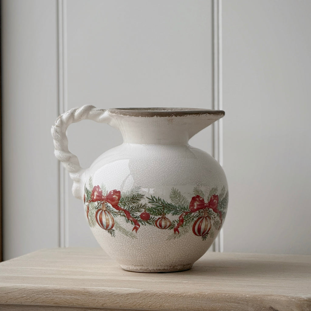 Vintage Style Christmas Bow Jug