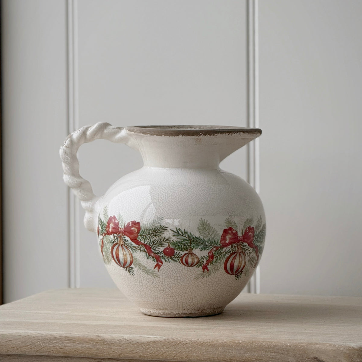 Vintage Style Christmas Bow Jug
