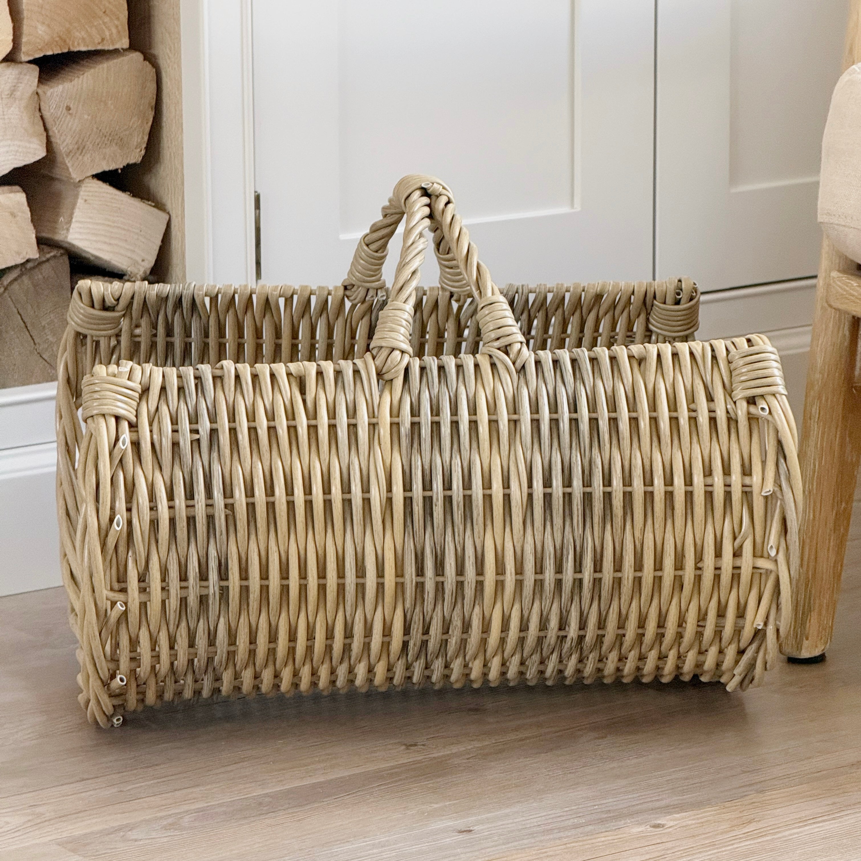 Open Rattan Log Basket