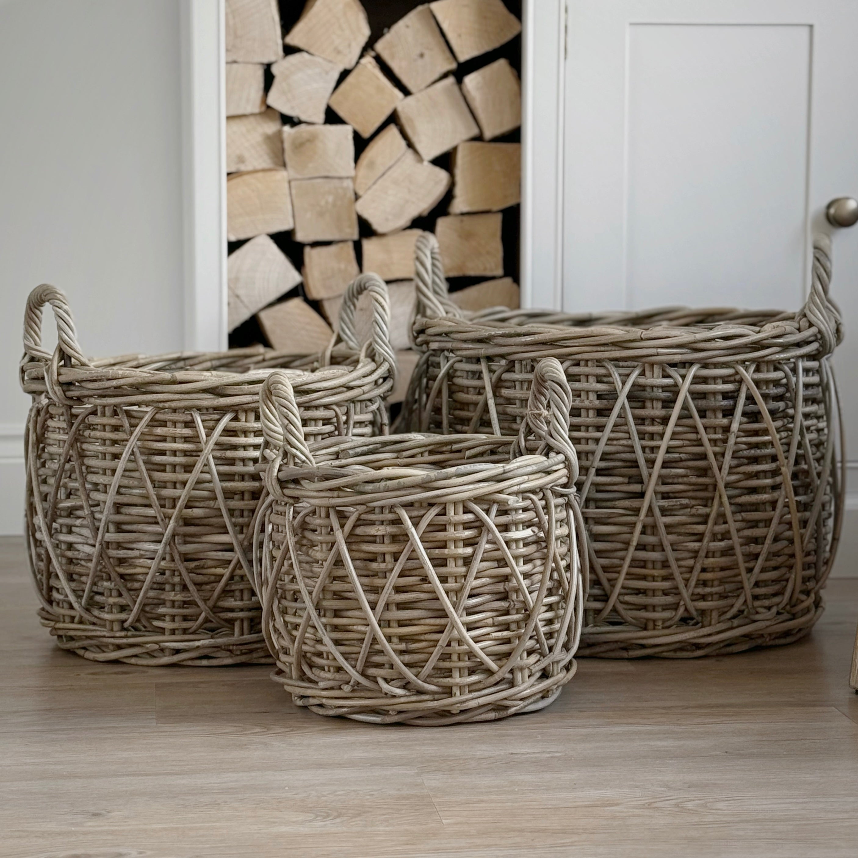 Round Cross Weave Log Basket