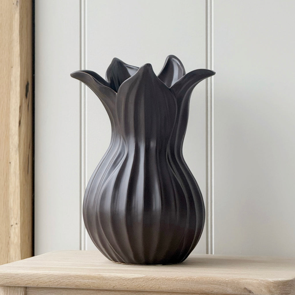 Brown Clara Fluted Vase