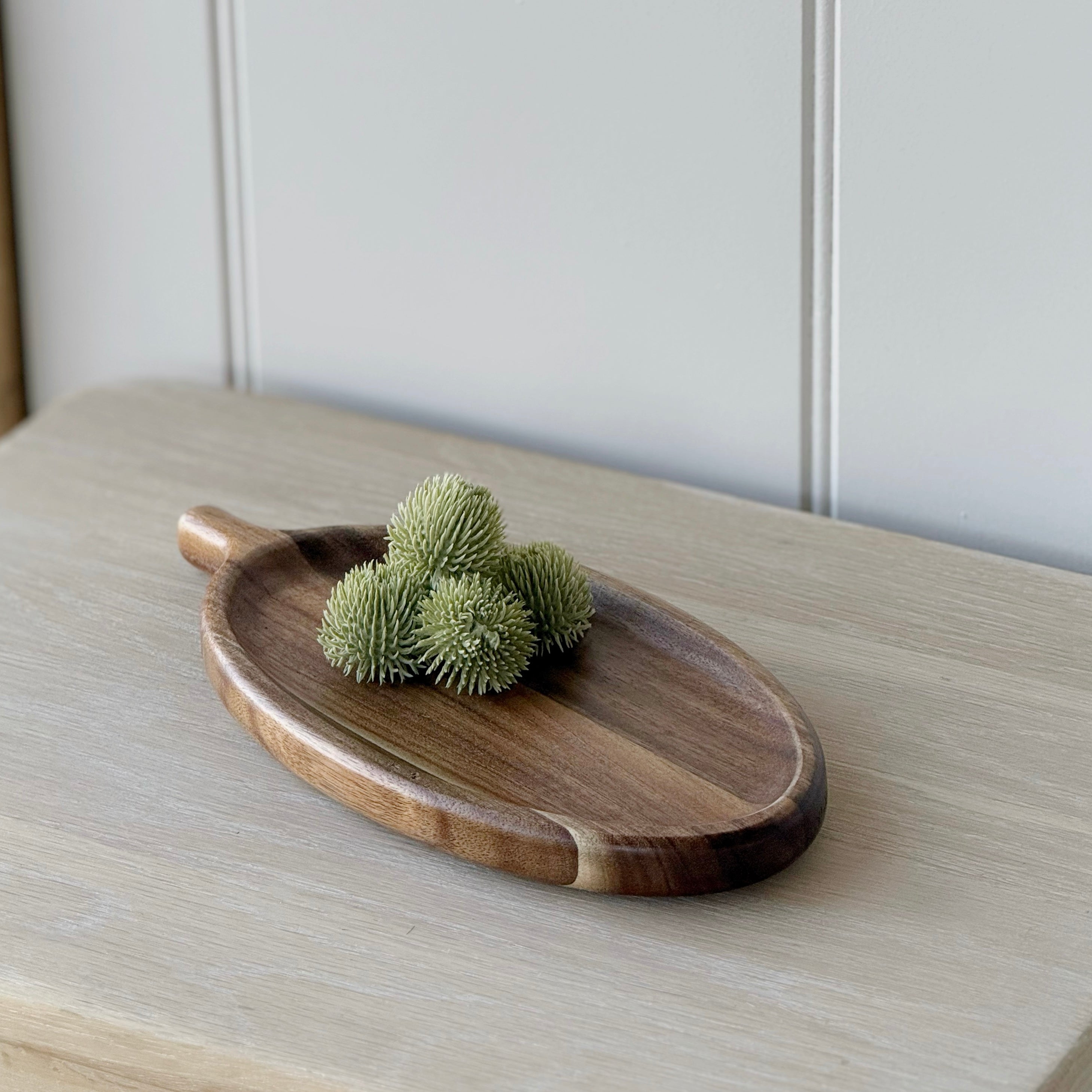 Small Acacia Wood Olive Shape Dish