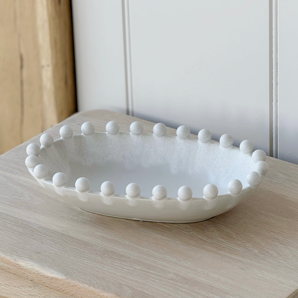 Oval Cream Bobble Bowl