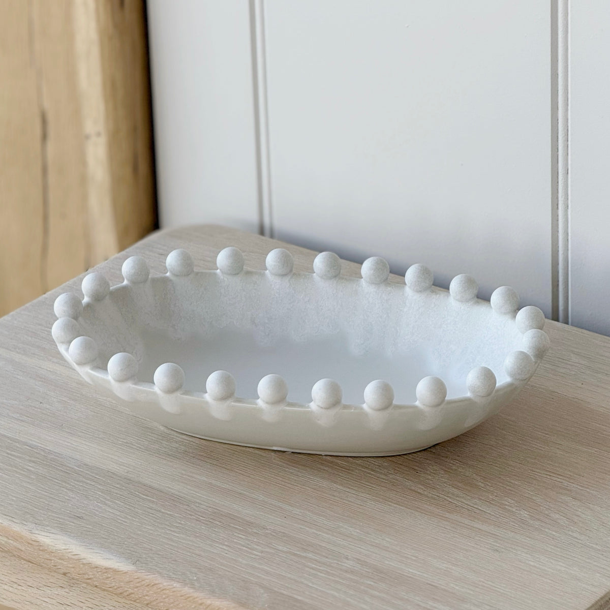 Oval Cream Bobble Bowl